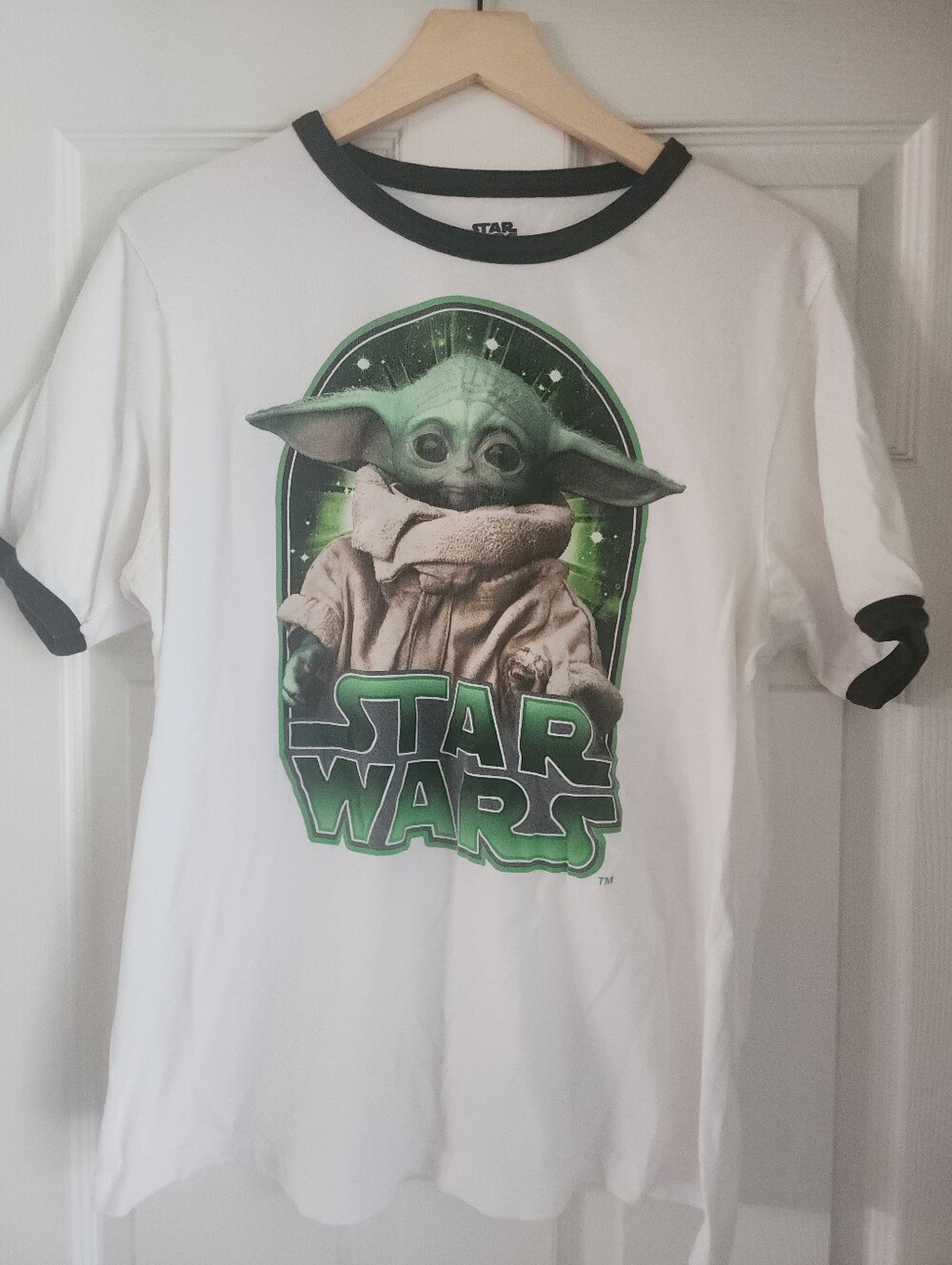 Star Wars Grogu 100% Cotton Graphic Ringer Tee